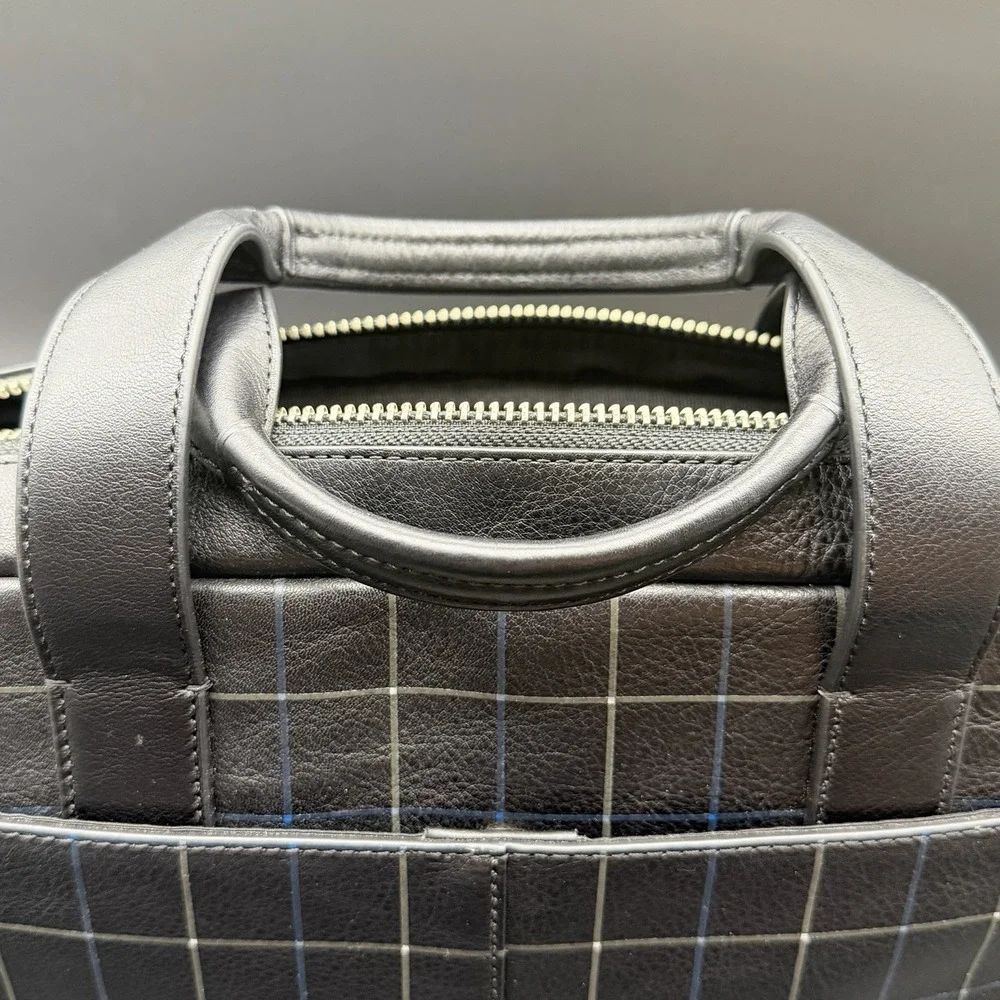 COACH Bag Briefcase Business Men's Leather Black F71561 HUDSON Rare Plaid NWOT